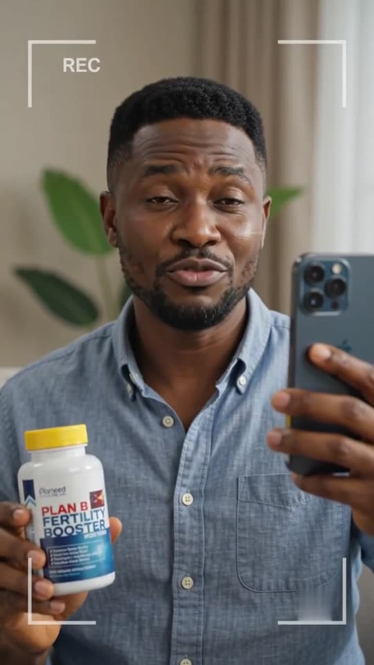 Presenter filming himself holding a PLAN B bottle